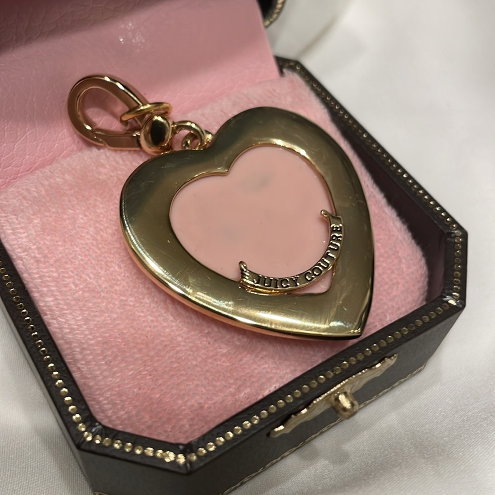 NWT Vintage JUICY COUTURE GEMINI Pink Rhinestone HEART Gold Charm Y2K - Picture 3 of 4